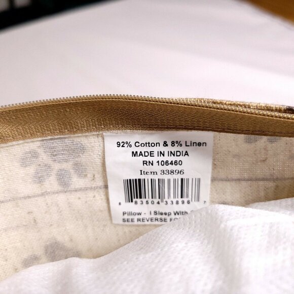 Throw Pillow I Sleep With Cats Rustic Print 12 X 12 in Cotton Linen Blend - Picture 4 of 5